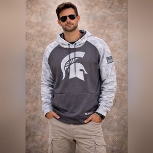 Michigan State Spartans White Gray Camo Hoodie Size XL